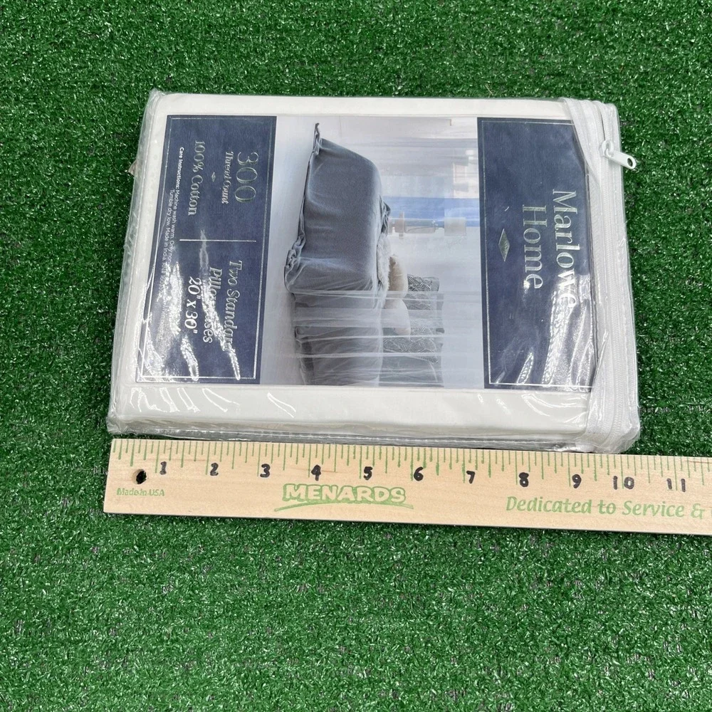 Marlowe Home Set Of 2 Standard White Pillowcases 300 Thread Ct 100% Cotton NWT‎